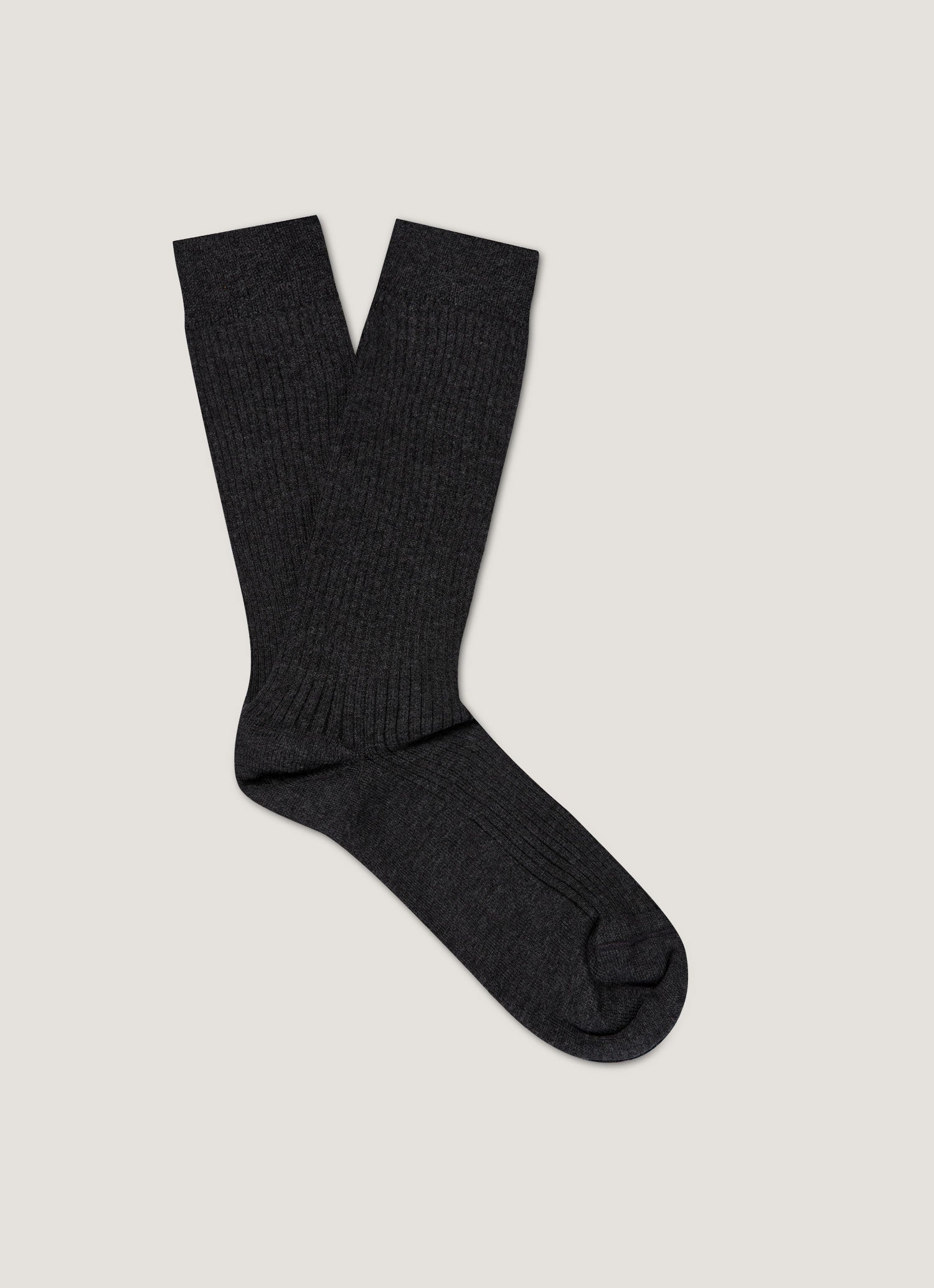 Men's Cotton Ribbed Socks in Charcoal Melange