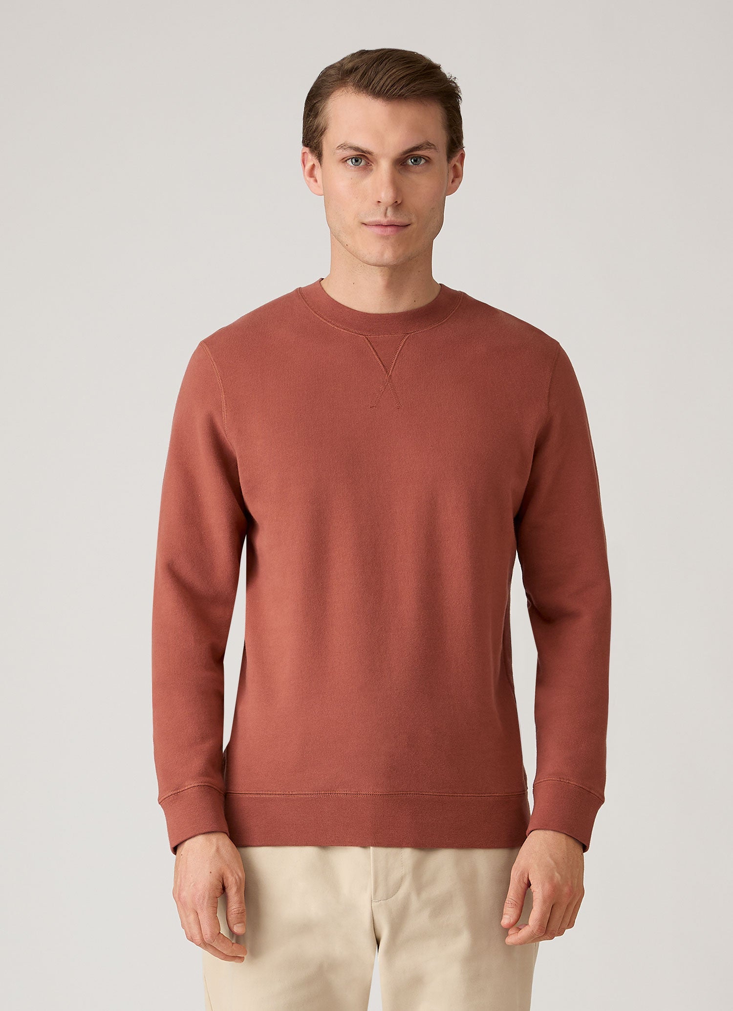 Men's Loopback Sweatshirt in Dark Tobacco | Sunspel