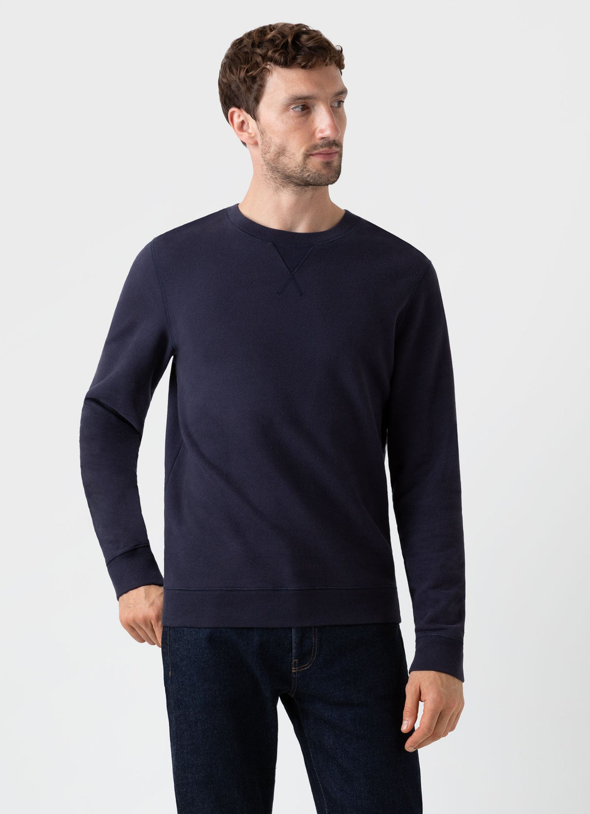 Loopback Men\'s Navy Sweatshirt | Sunspel in