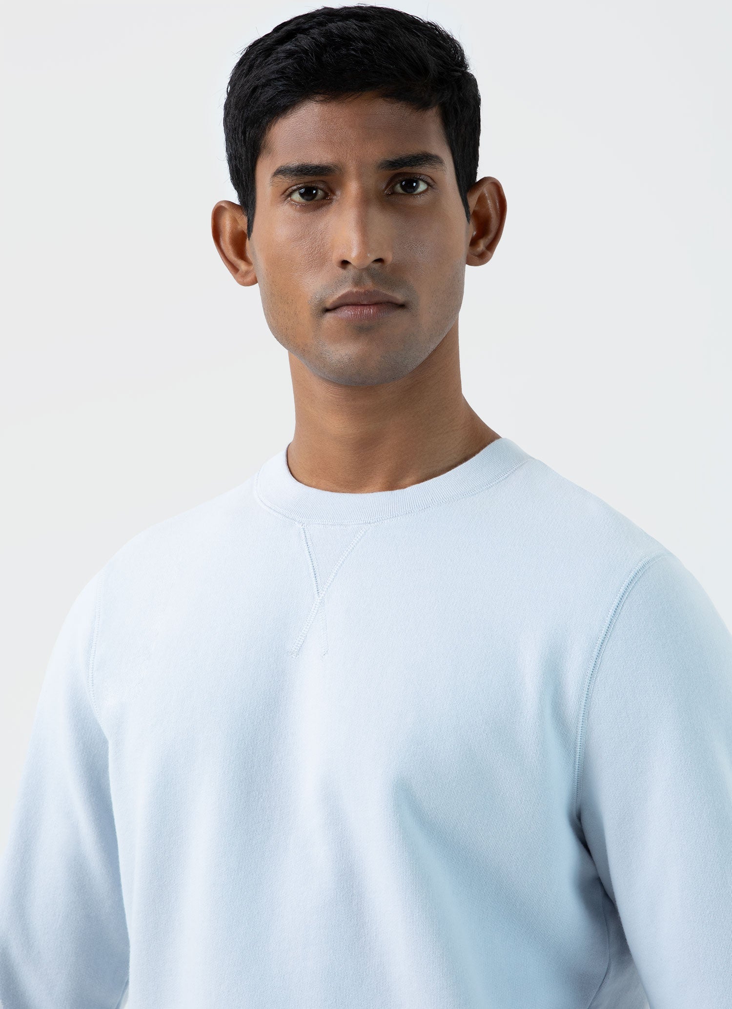 Men s Loopback Sweatshirt in Light Blue Sunspel