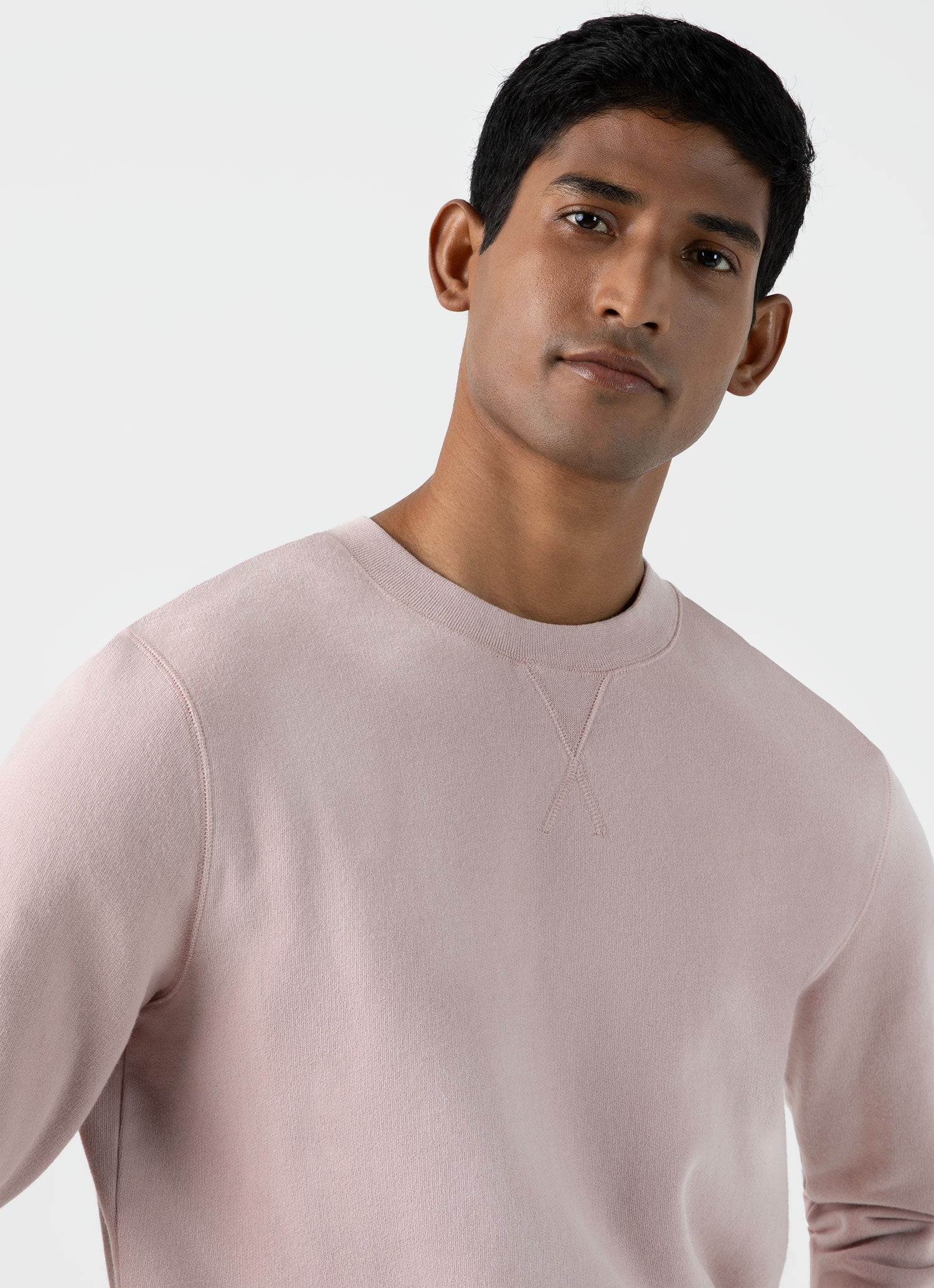 Men's Loopback Sweatshirt in Pale Pink | Sunspel