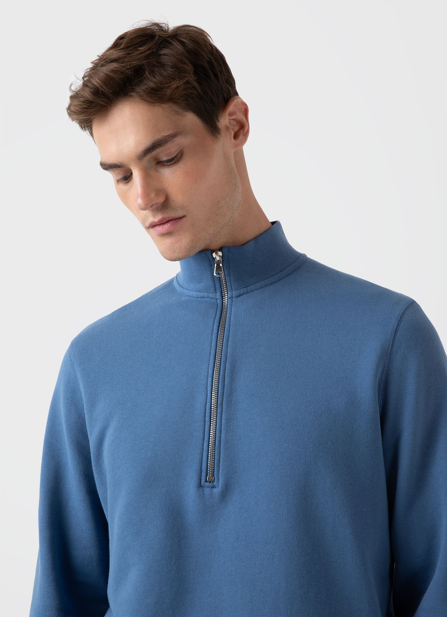 Men's Half Zip Loopback Sweatshirt in Bluestone