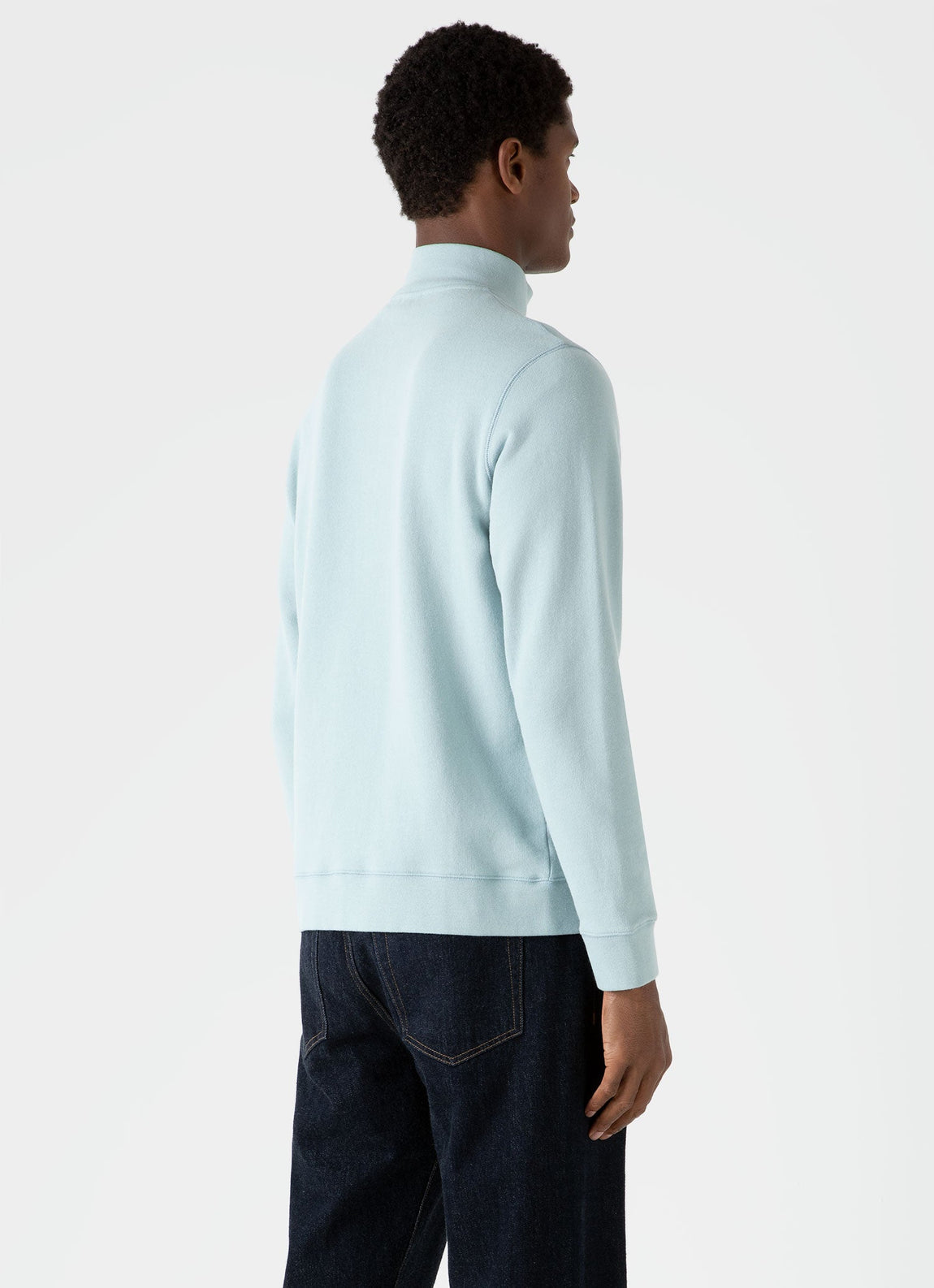 Men's Half Zip Loopback Sweatshirt in Blue Sage