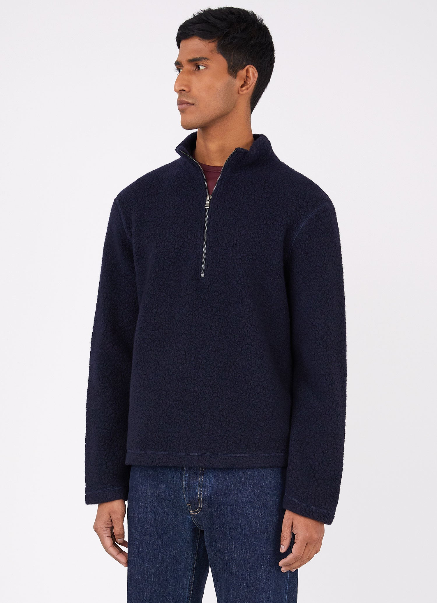 Wool Fleece Zip Neck