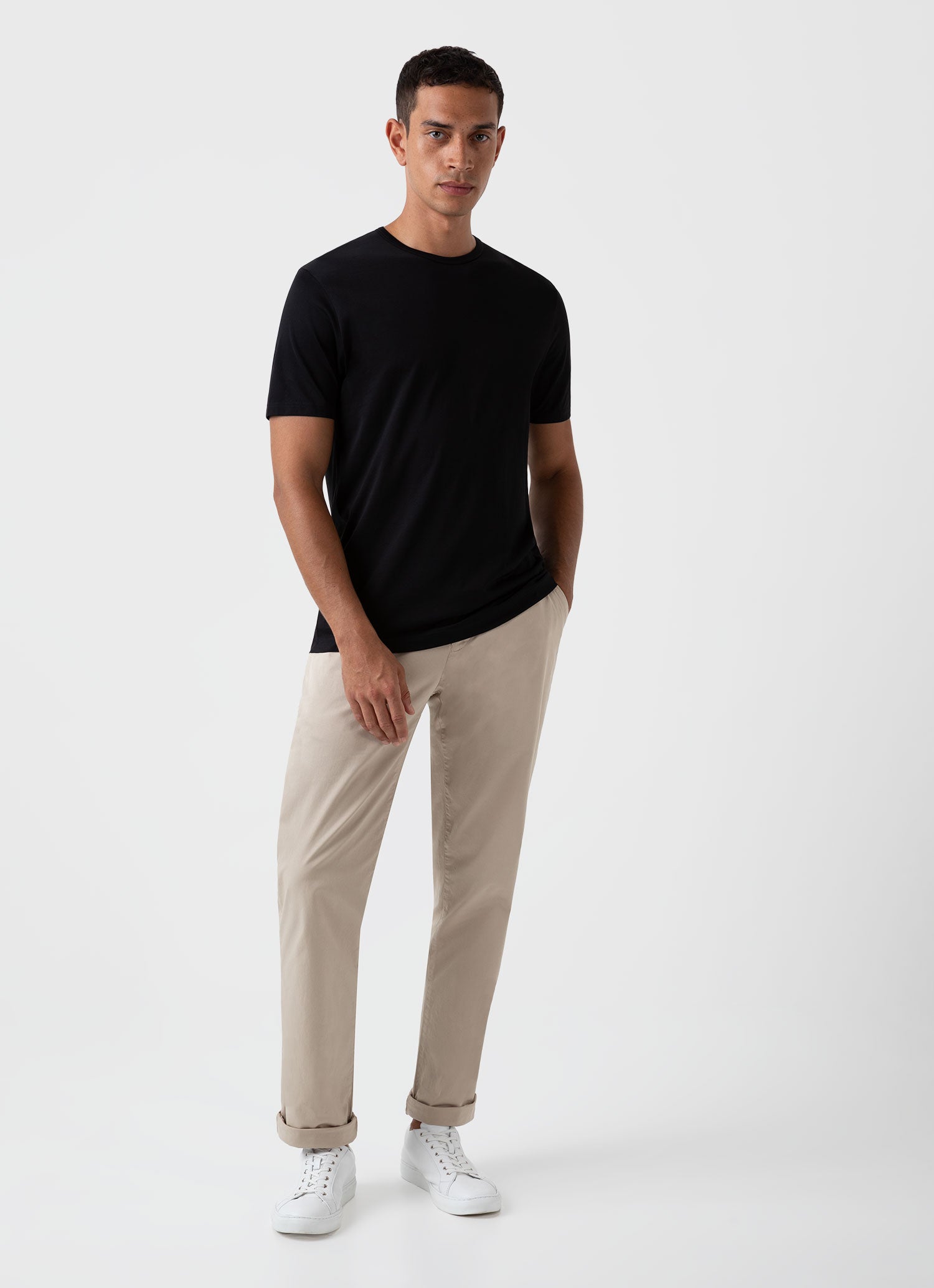 Men's Slim Fit Chino in Light Stone | Sunspel