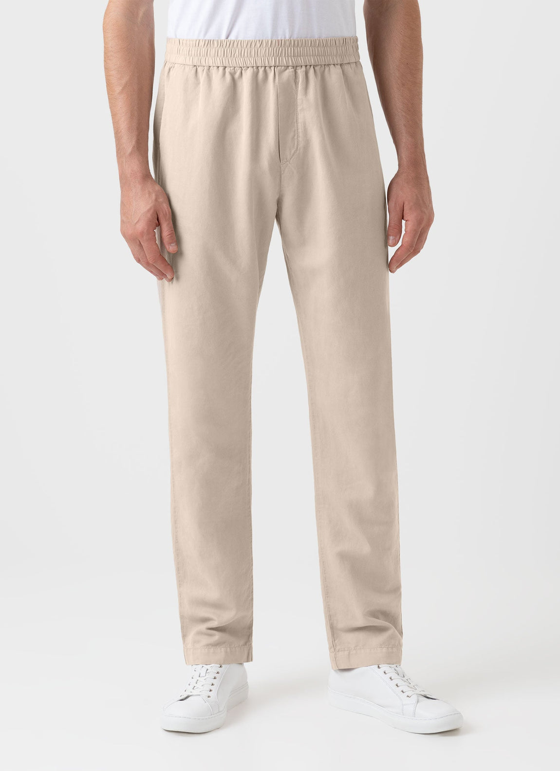 Men's Cotton Linen Drawstring  Trouser in Light Sand