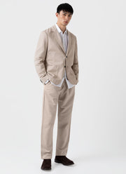 Men's Cotton Linen Drawstring  Trouser in Light Sand