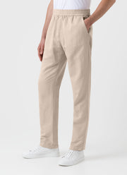 Men's Cotton Linen Drawstring  Trouser in Light Sand