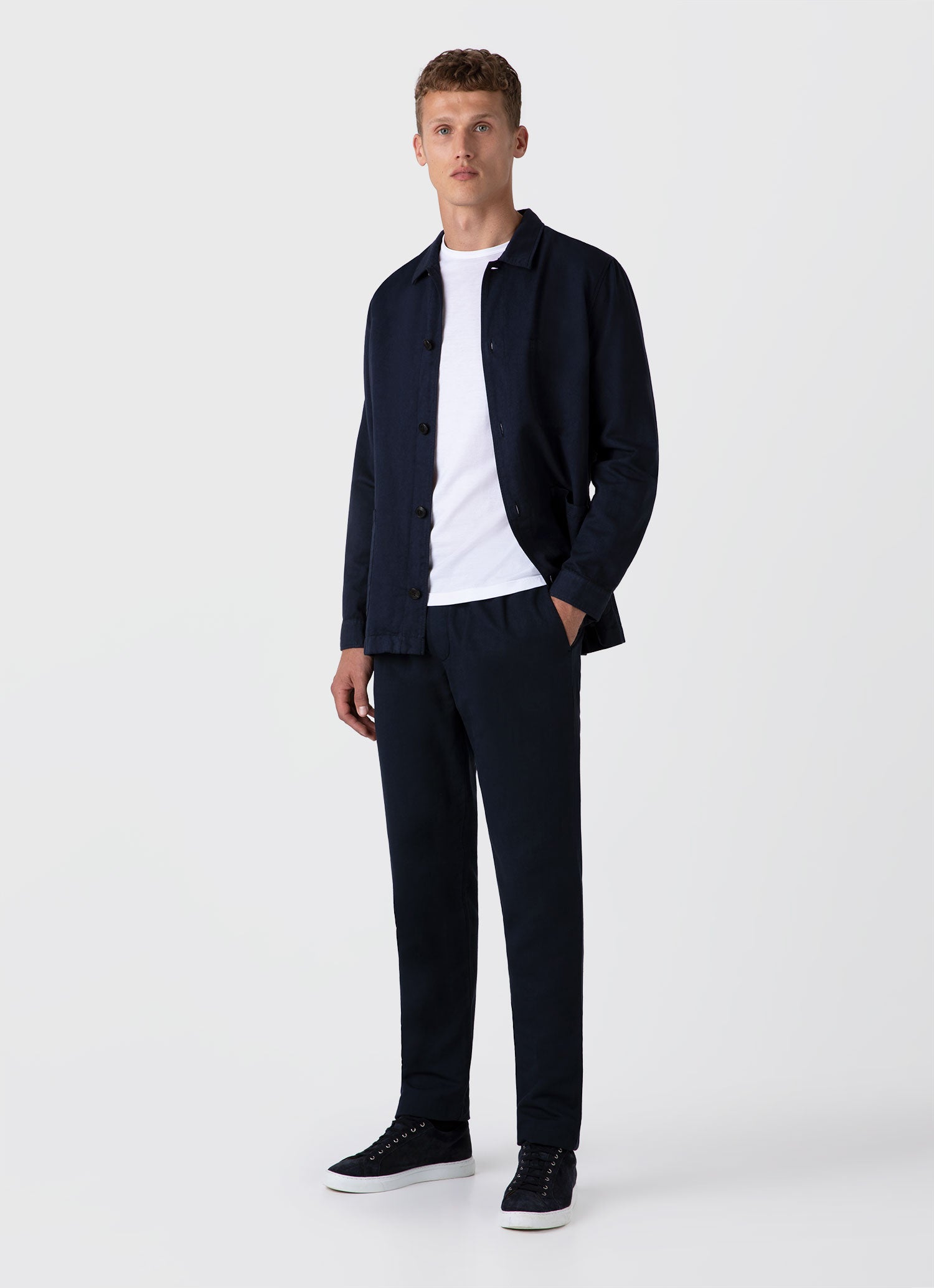 Men's Cotton Linen Drawstring Trouser in Navy