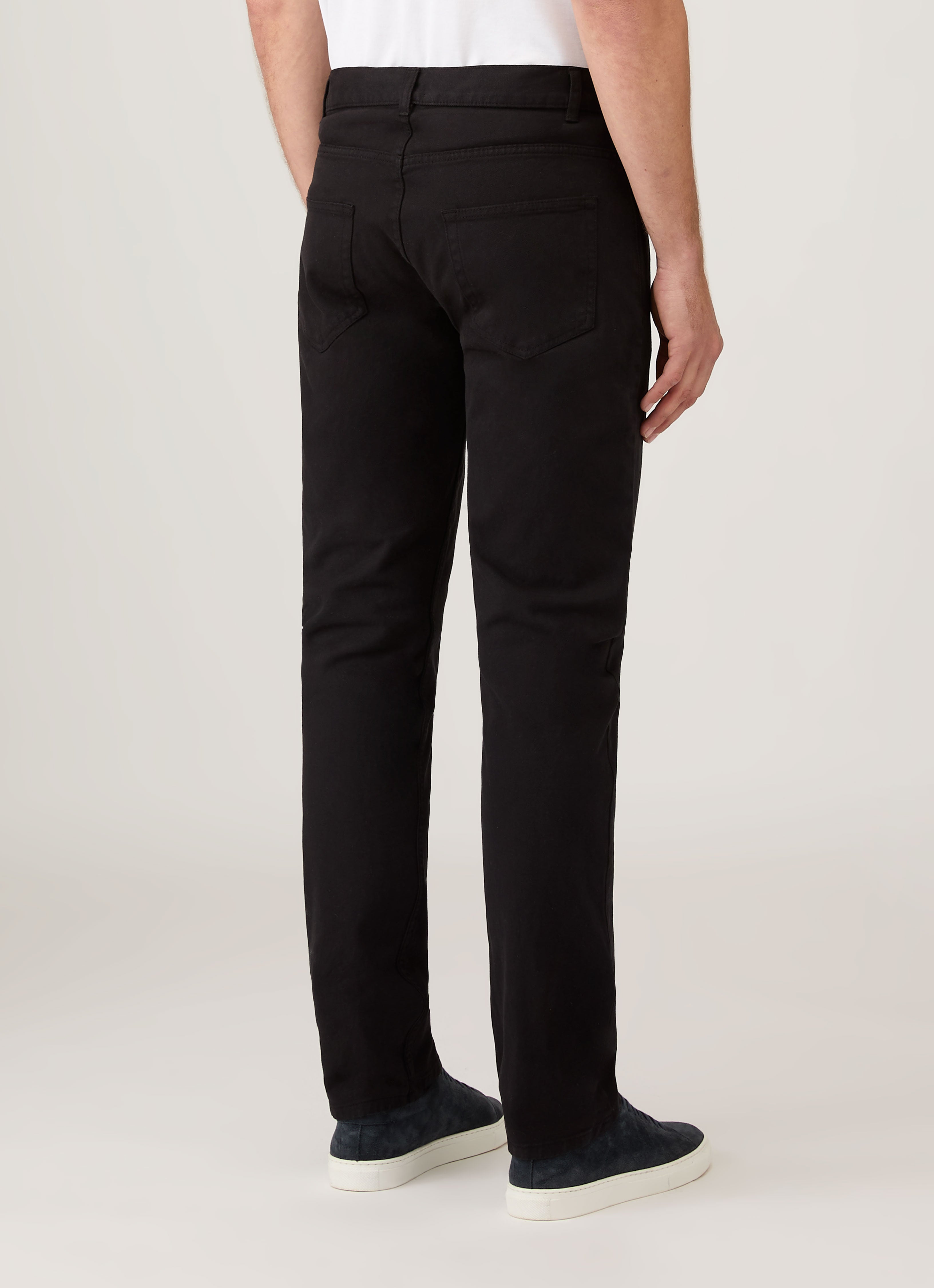 Men's Cotton Drill 5 Pocket Trouser in Black | Sunspel
