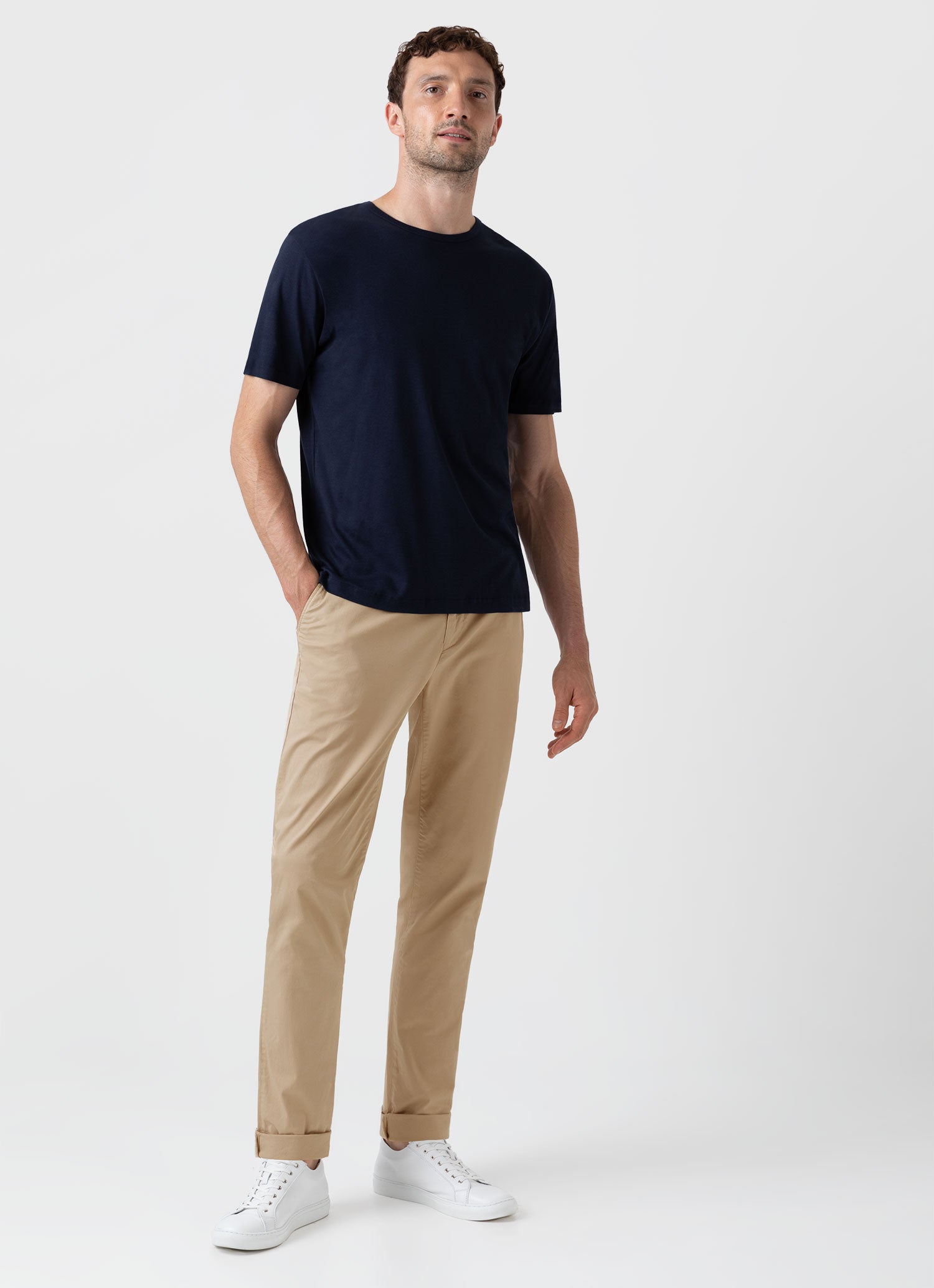 Men's Regular Fit Stretch Chino in Stone