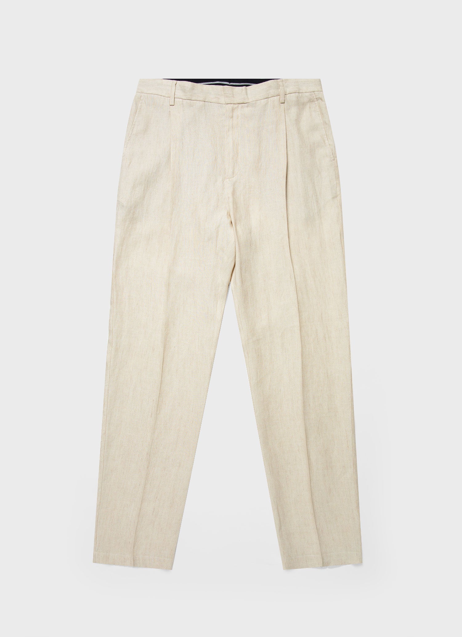 Men's Pleated Linen Trouser in Light Sand