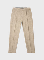 Men's Pleated Linen Trouser in Light Sand Puppytooth