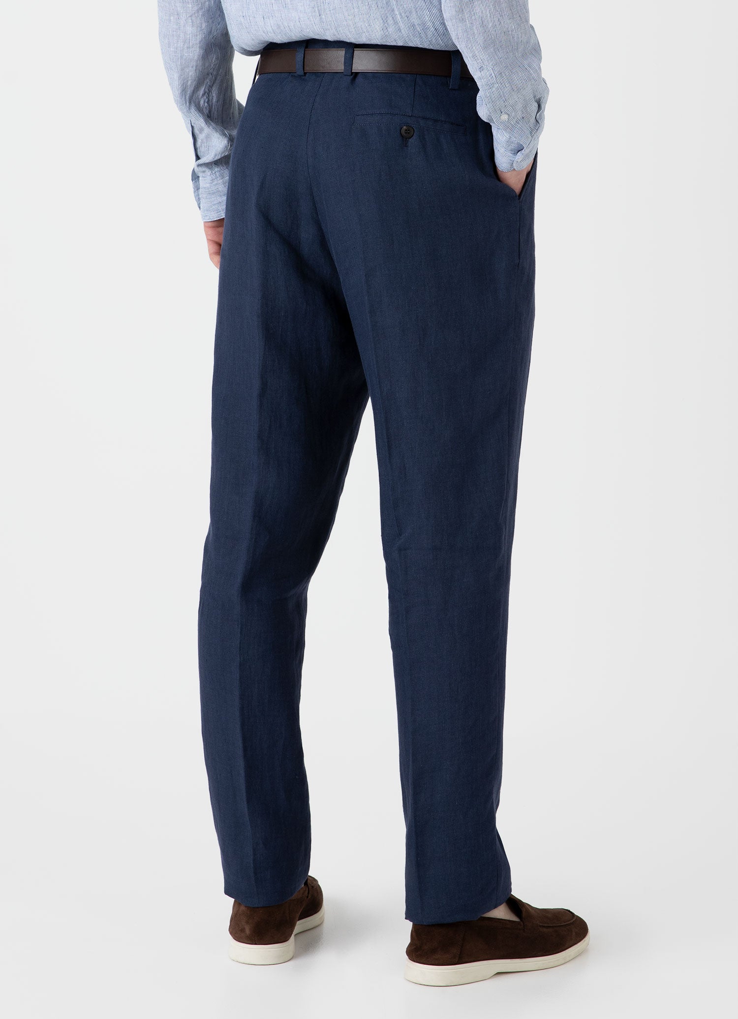 Blue Linen slim-leg suit trousers | 120% Lino | MATCHES UK