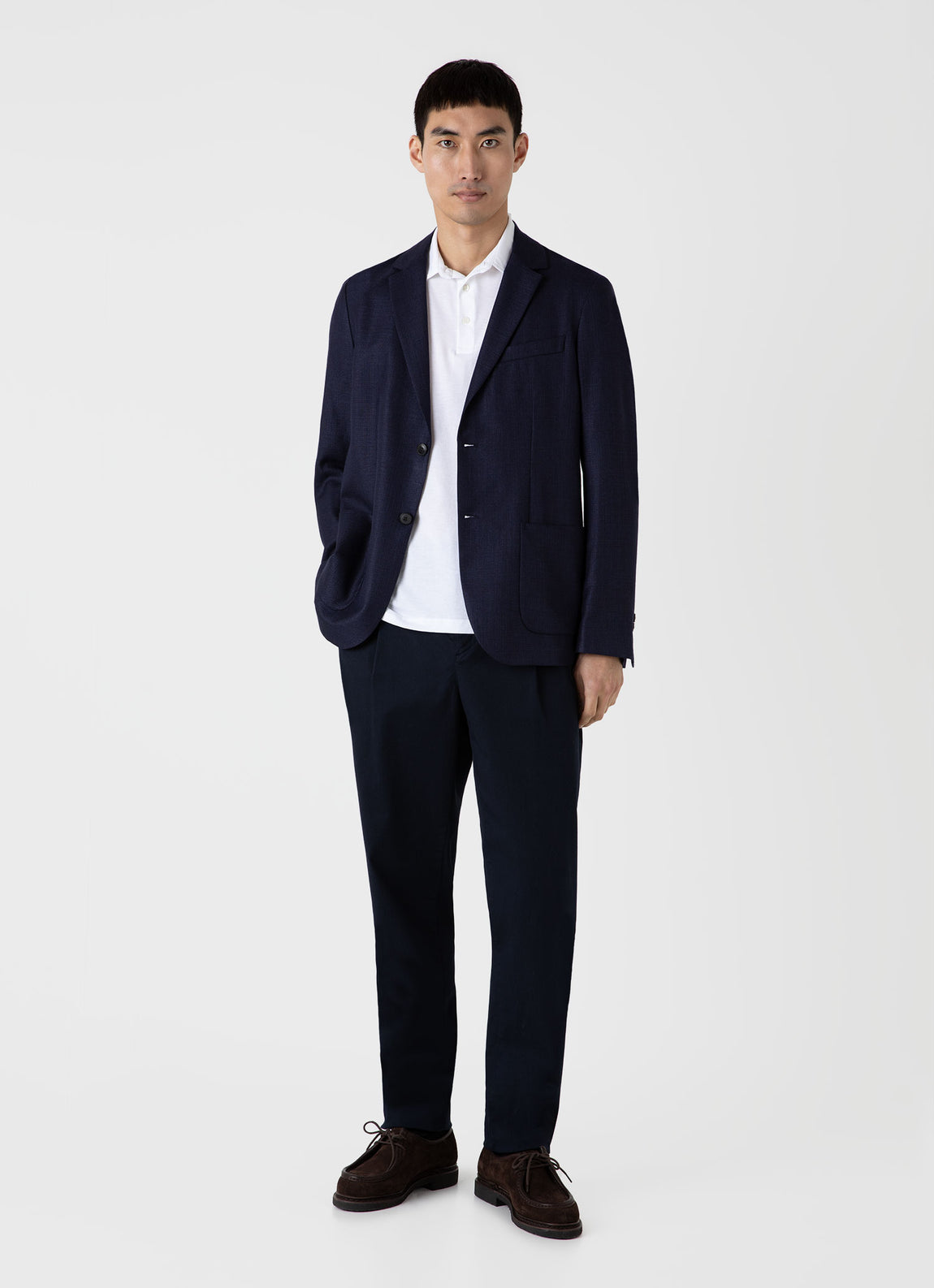 Men's Pleated Twill Trouser in Navy