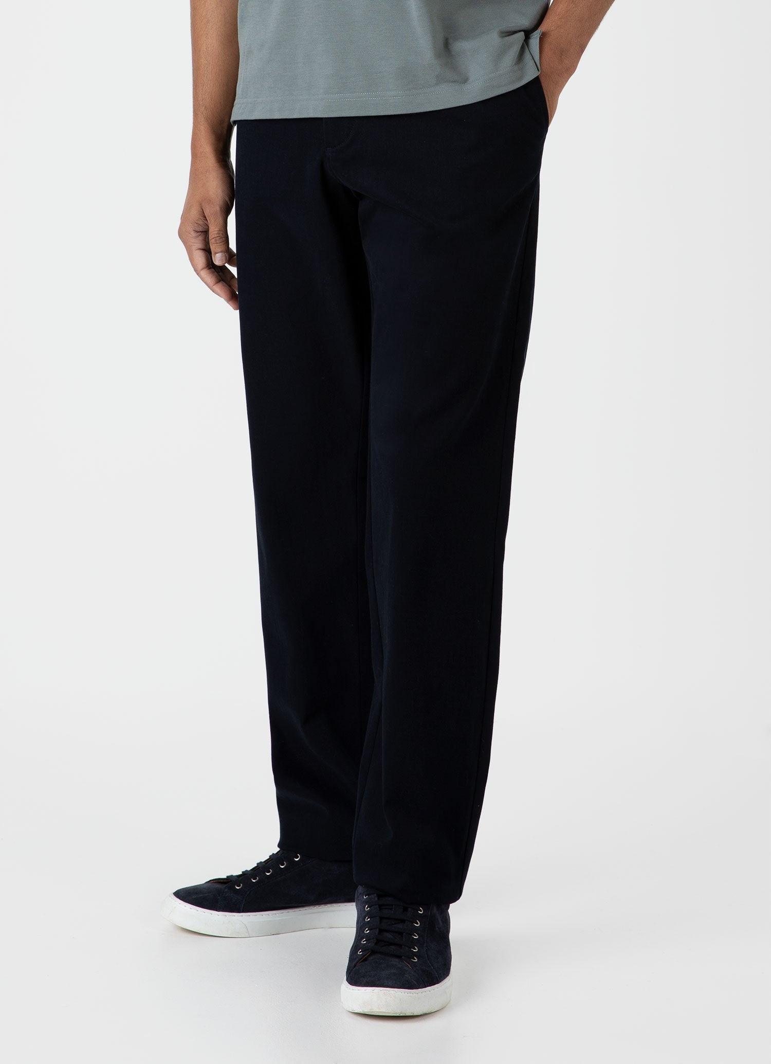 Men's Brushed Cotton Wool Drawstring Trouser in Navy