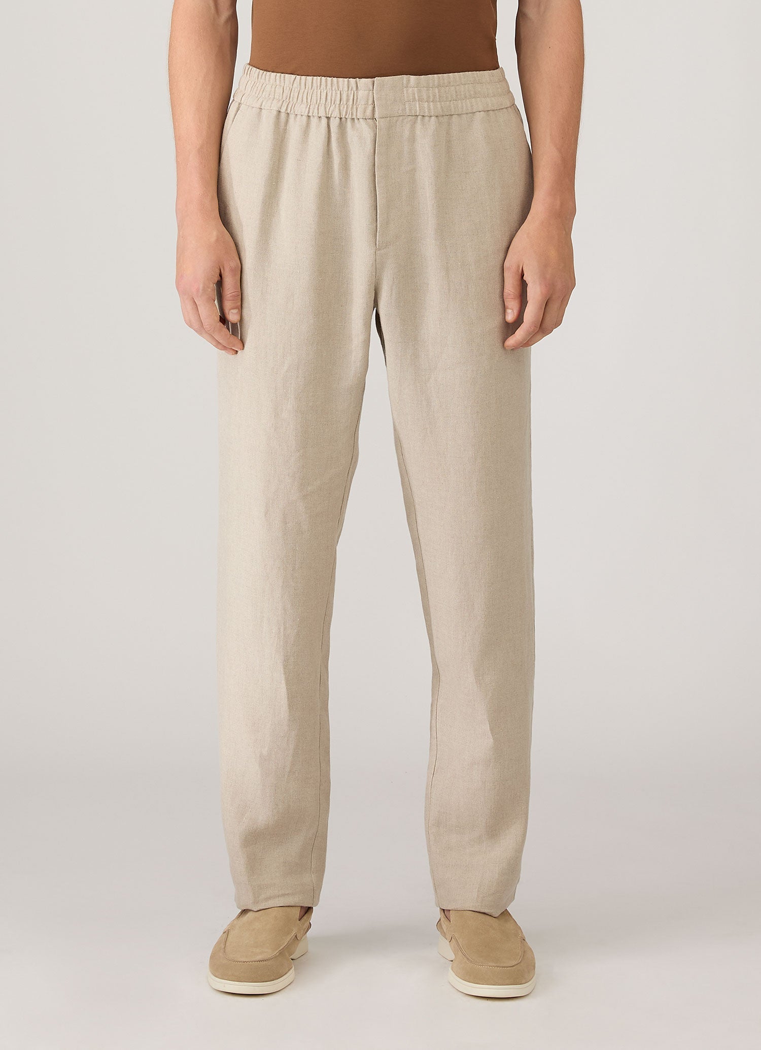 Men's Linen Drawstring Trouser in Sand