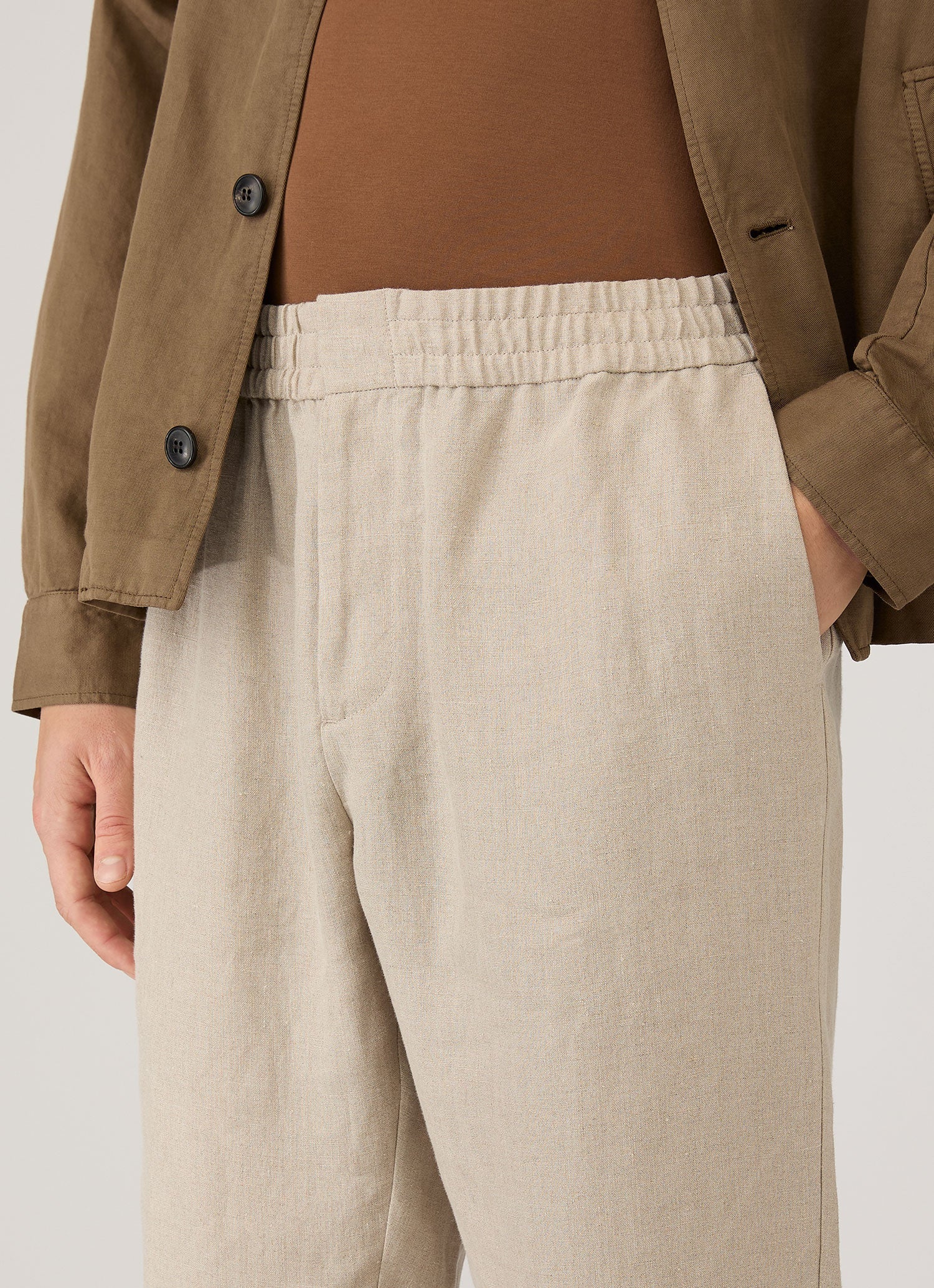 Men's Linen Drawstring Trouser in Sand