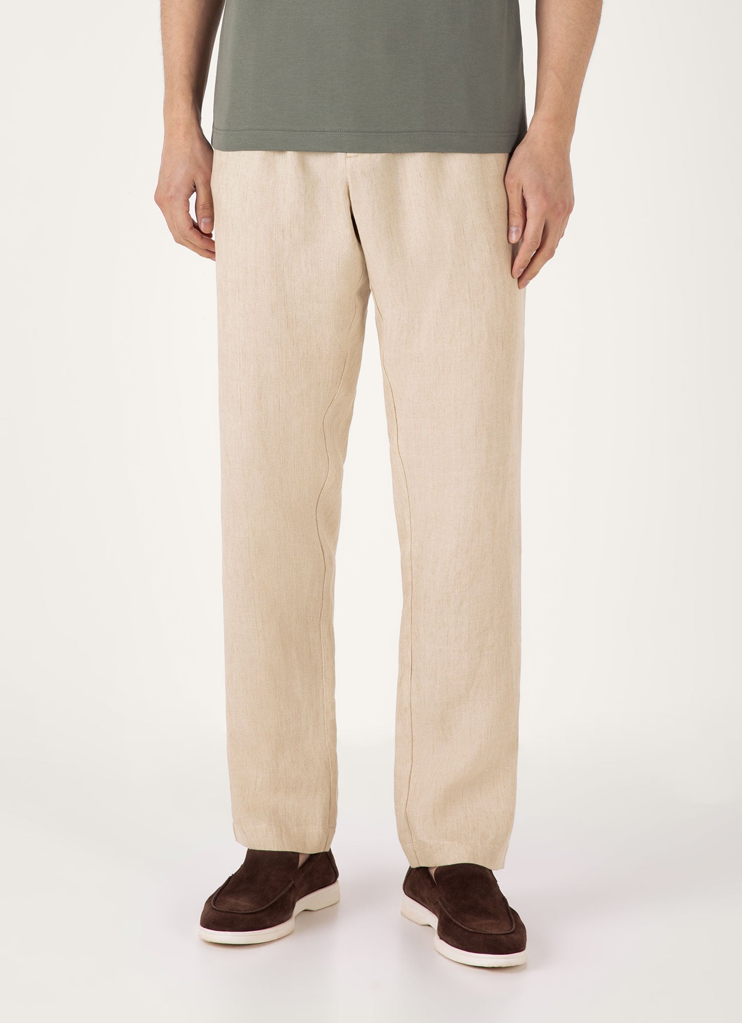 Men's Linen Drawstring Trouser in Light Sand | Sunspel