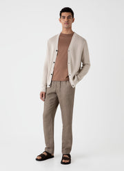 Men's Linen Drawstring Trouser in Dark Sand