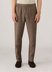Men's Linen Drawstring Trouser in Dark Walnut