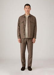 Men's Linen Drawstring Trouser in Dark Walnut