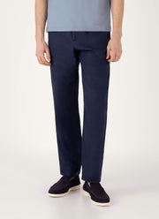 Men's Linen Drawstring Trouser in Light Navy