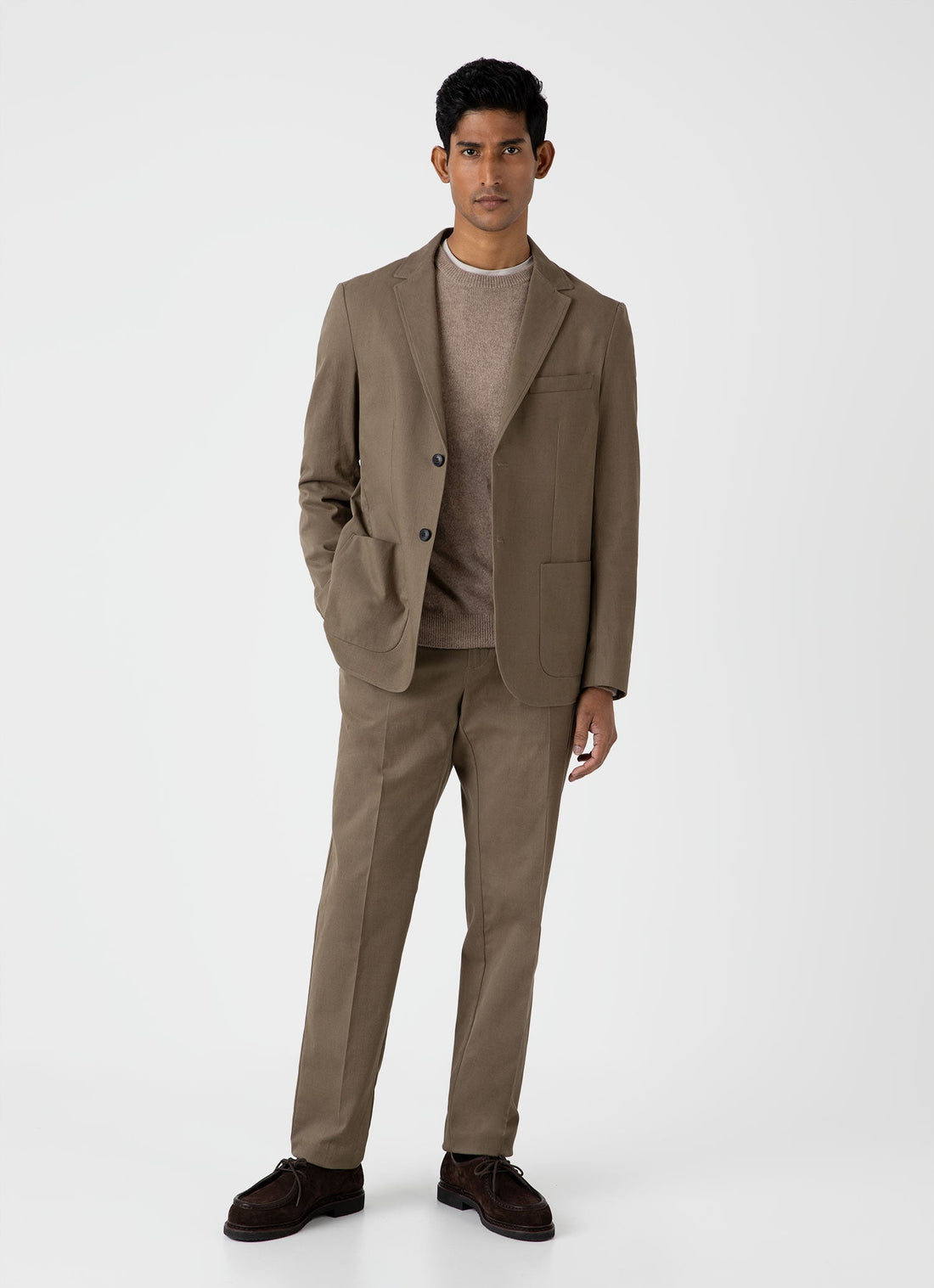 Men's Brushed Cotton Wool Trouser in Sandstone