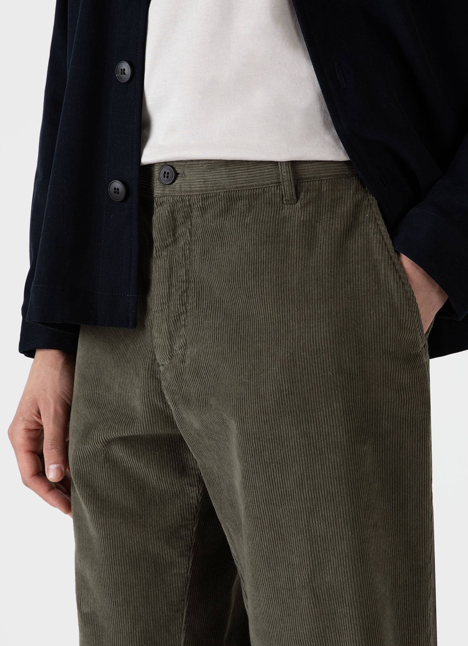 Men's Cord Chore Trouser in Khaki | Sunspel