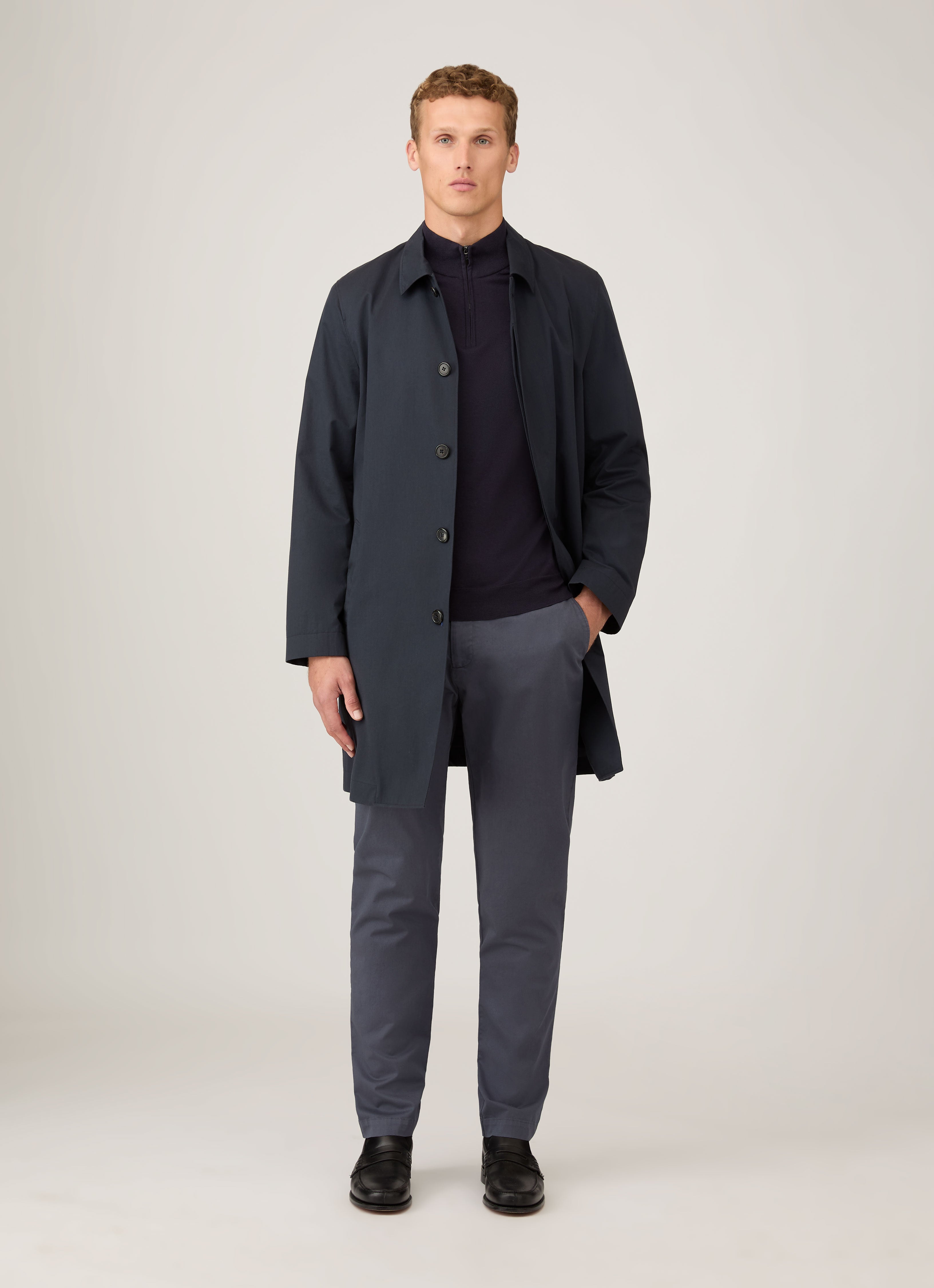 Men's Slim Fit Chino in Slate Blue | Sunspel