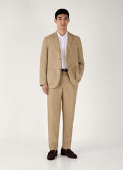 Men's Pleated Linen Trouser in Dune Melange