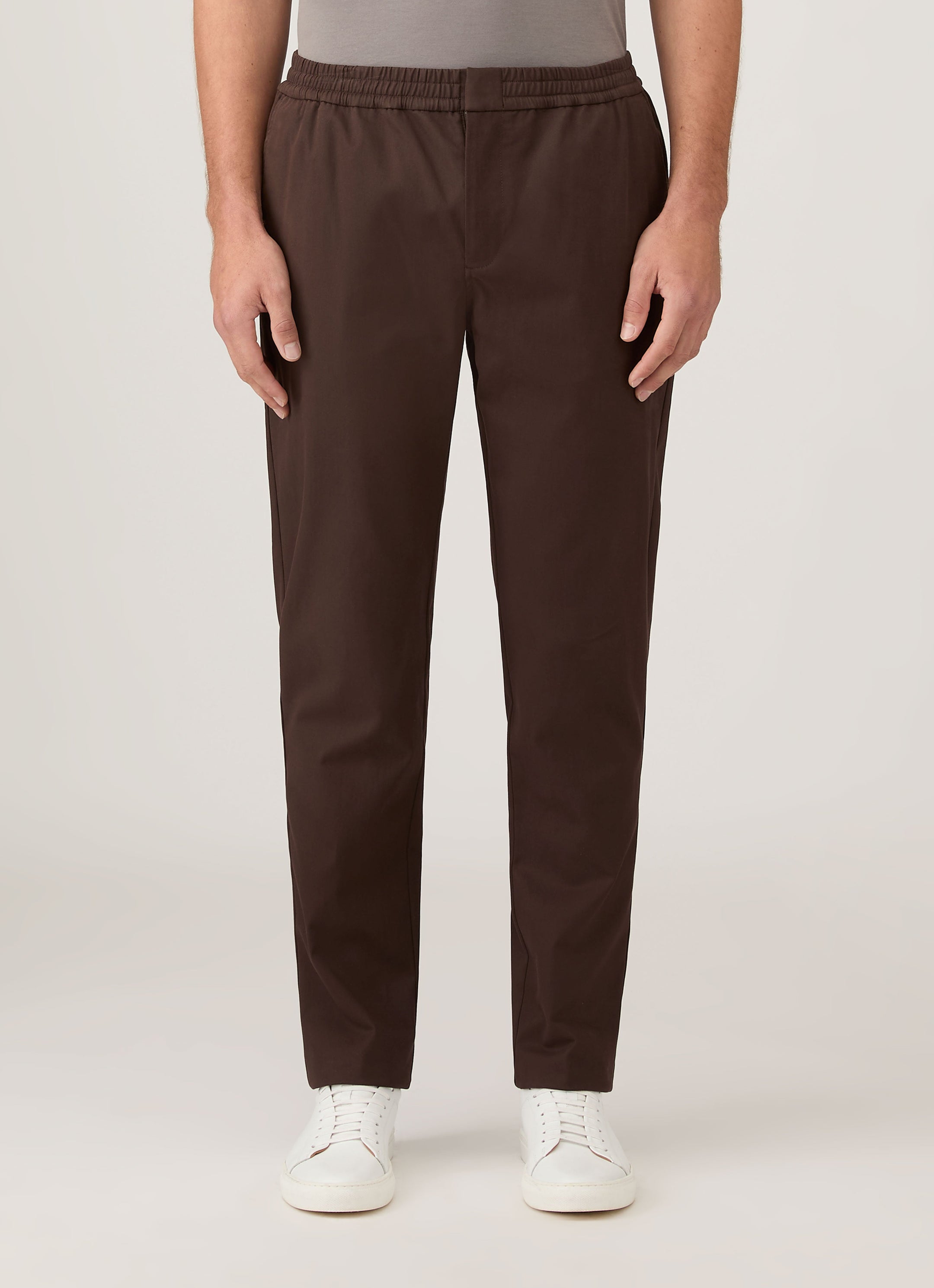 Men's Cotton Cashmere Drawstring Trouser in Truffle