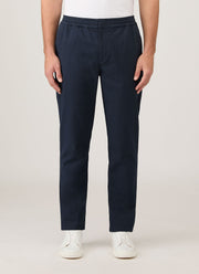 Men's Cotton Cashmere Drawstring Trouser in Navy