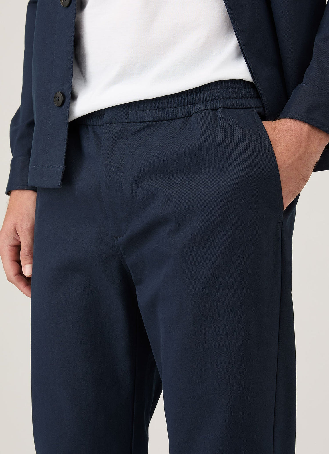 Men's Cotton Cashmere Drawstring Trouser in Navy