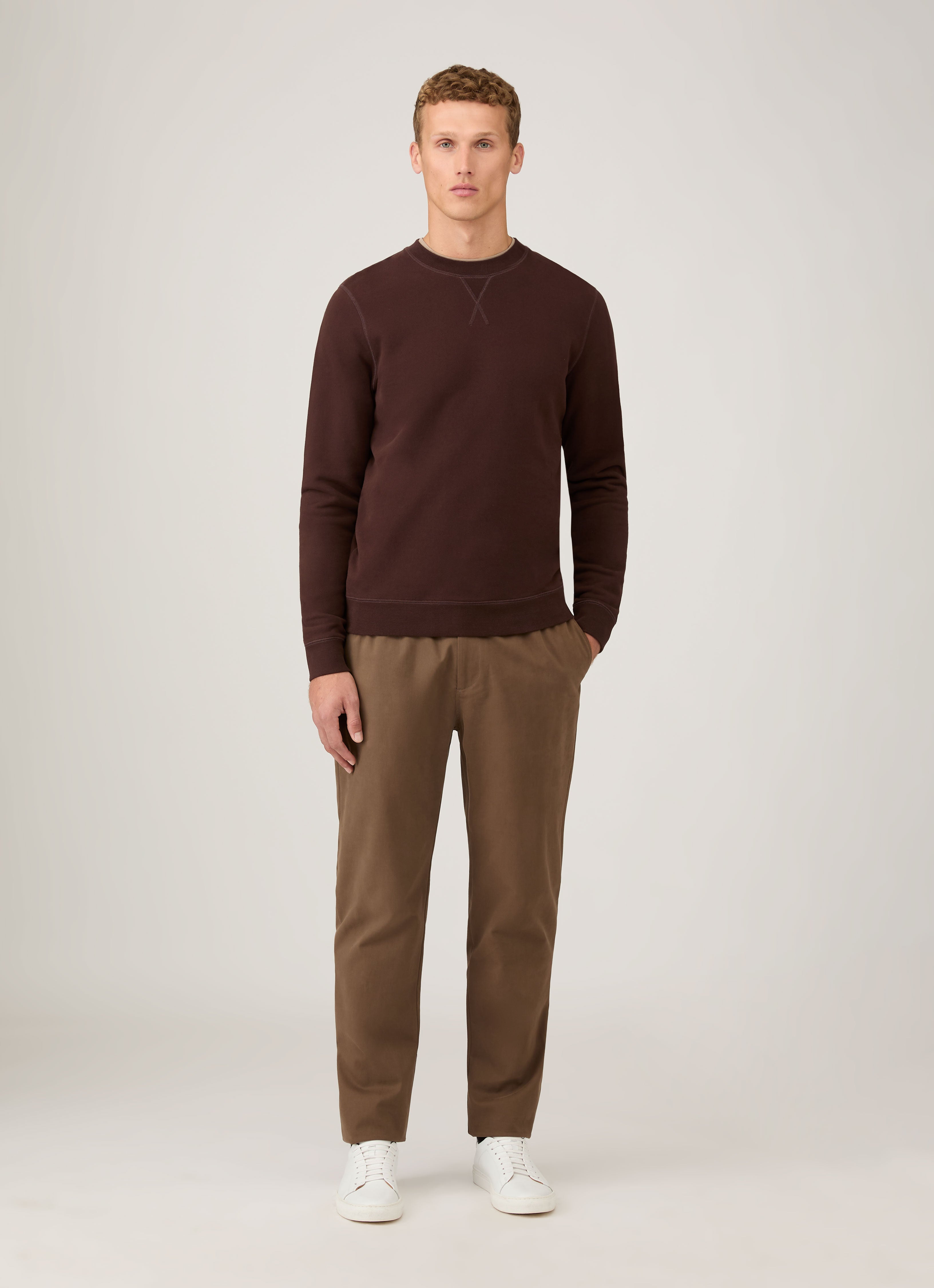 Men's Cotton Cashmere Drawstring Trouser in Dark Stone | Sunspel