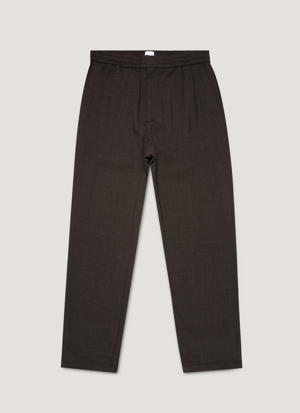 Men's Textured Wool Drawstring Trouser in Truffle