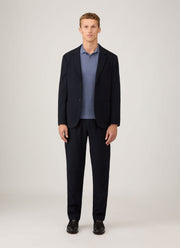 Men's Textured Wool Drawstring Trouser in Navy