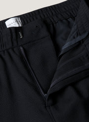 Men's Textured Wool Drawstring Trouser in Navy