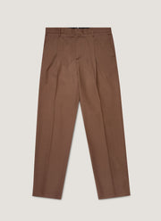 Men's Pleated Wool Twill Trouser in Light Brown