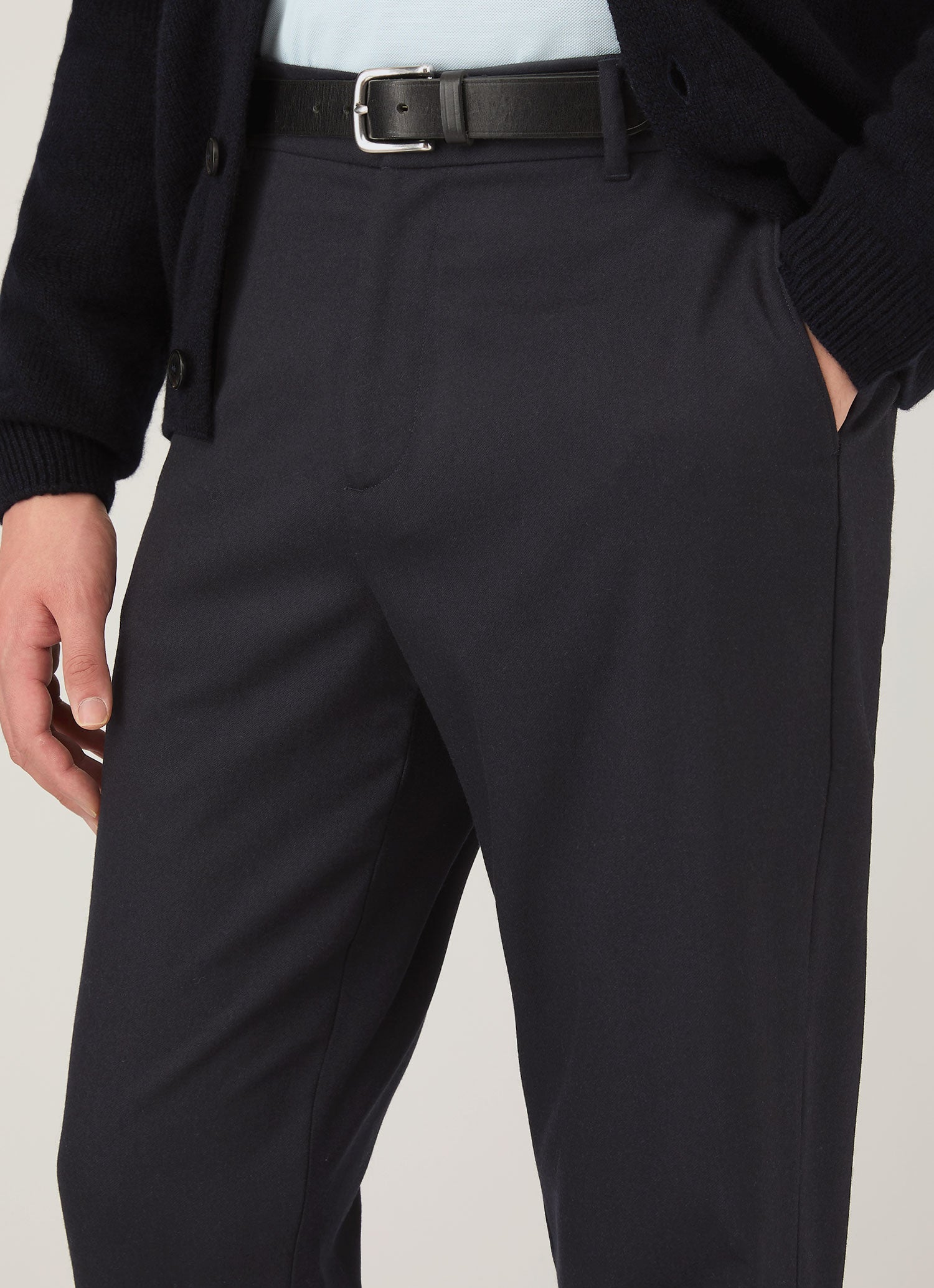 Men's Wool Cashmere Flannel Trouser in Navy