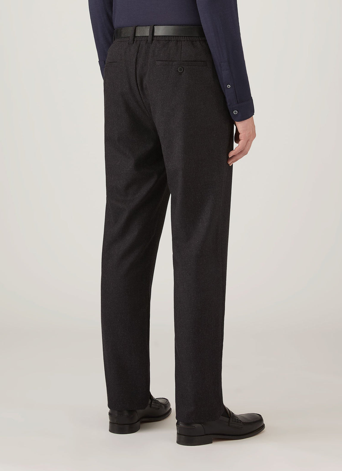 Men's Wool Cashmere Flannel Trouser in Charcoal Melange