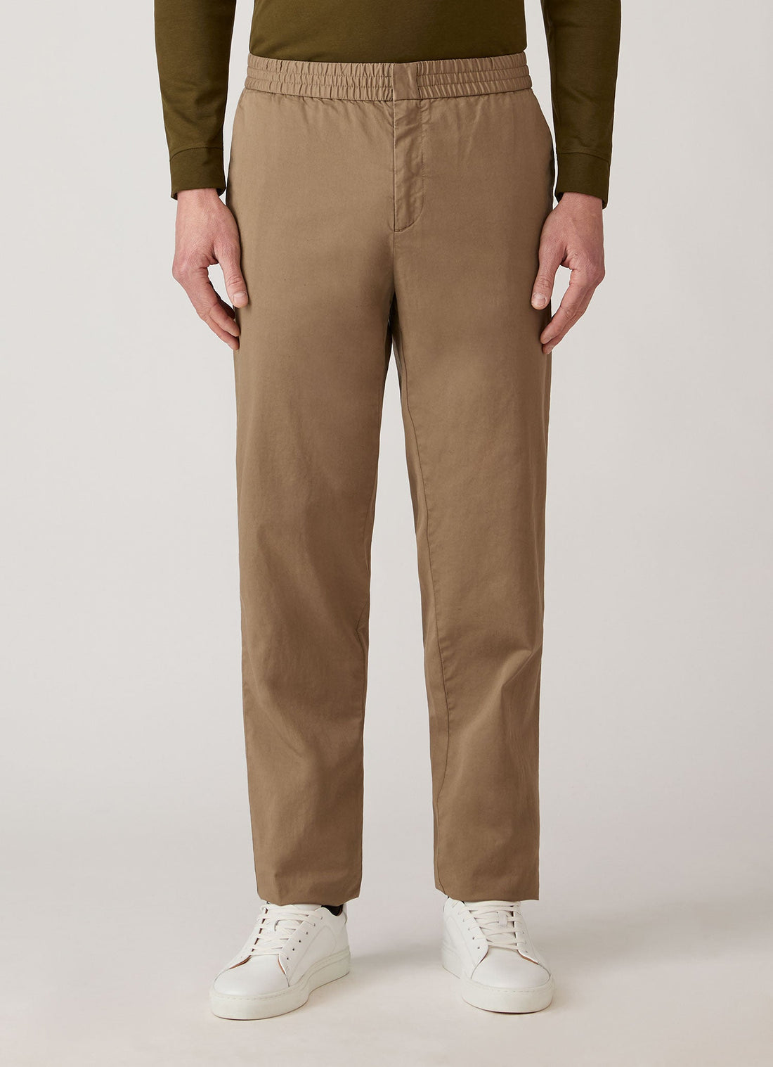 Men's Cotton Drawstring Trousers in Dark Stone