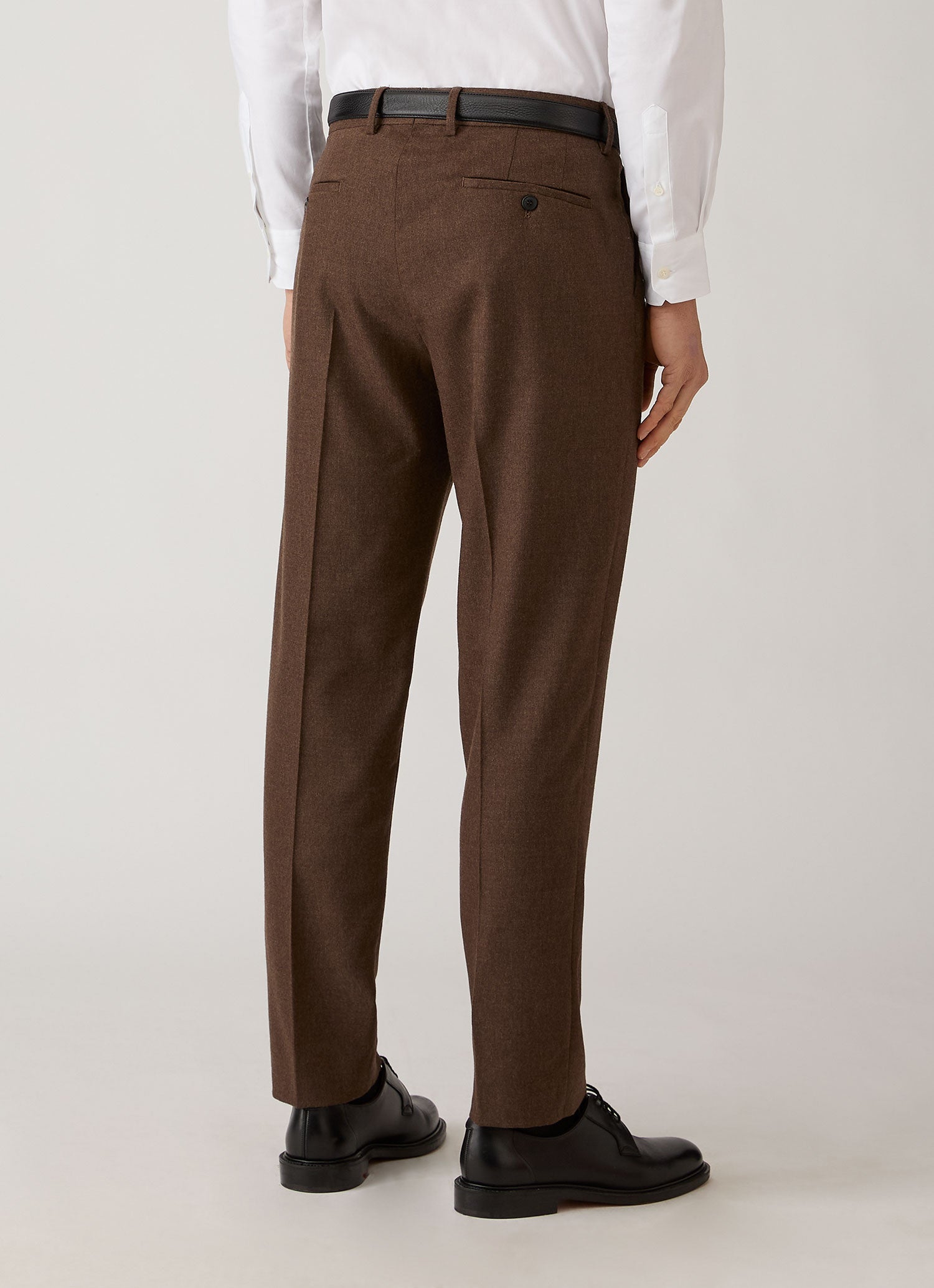 Men's Wool Cashmere Flannel Trouser in Light Brown Melange | Sunspel