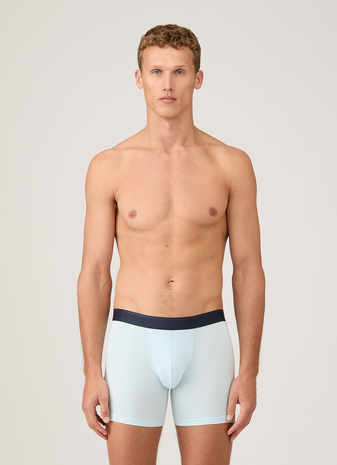 Men's Stretch Cotton Boxer Briefs in Light Blue