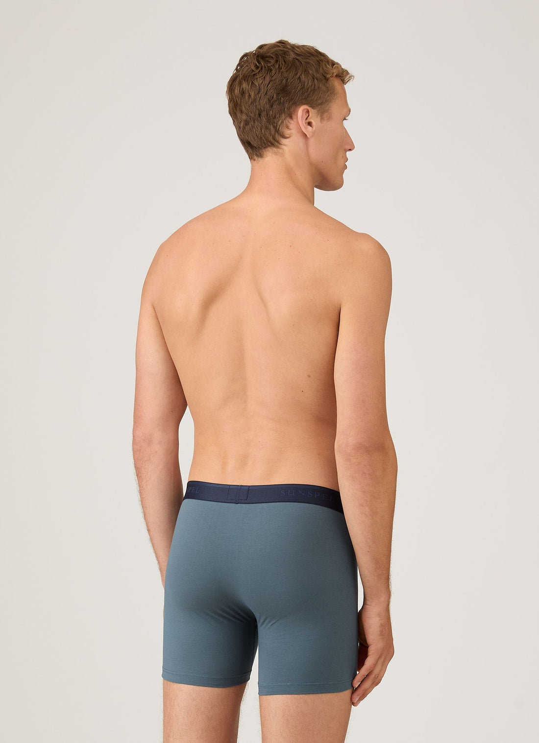Men's Stretch Cotton Boxer Briefs in Dark Petrol