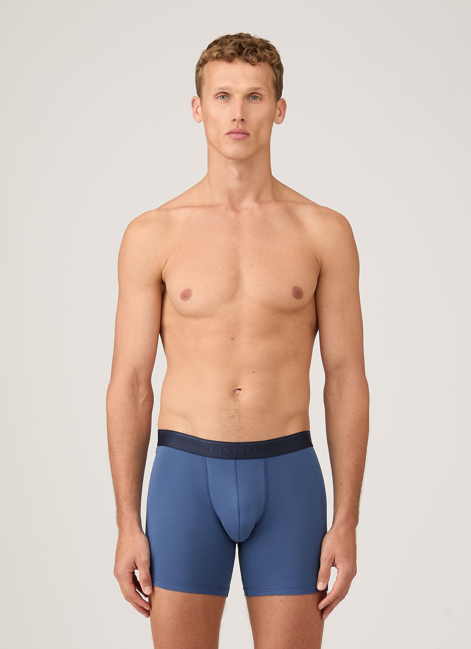 Men's Stretch Cotton Boxer Briefs in Atlantic Blue