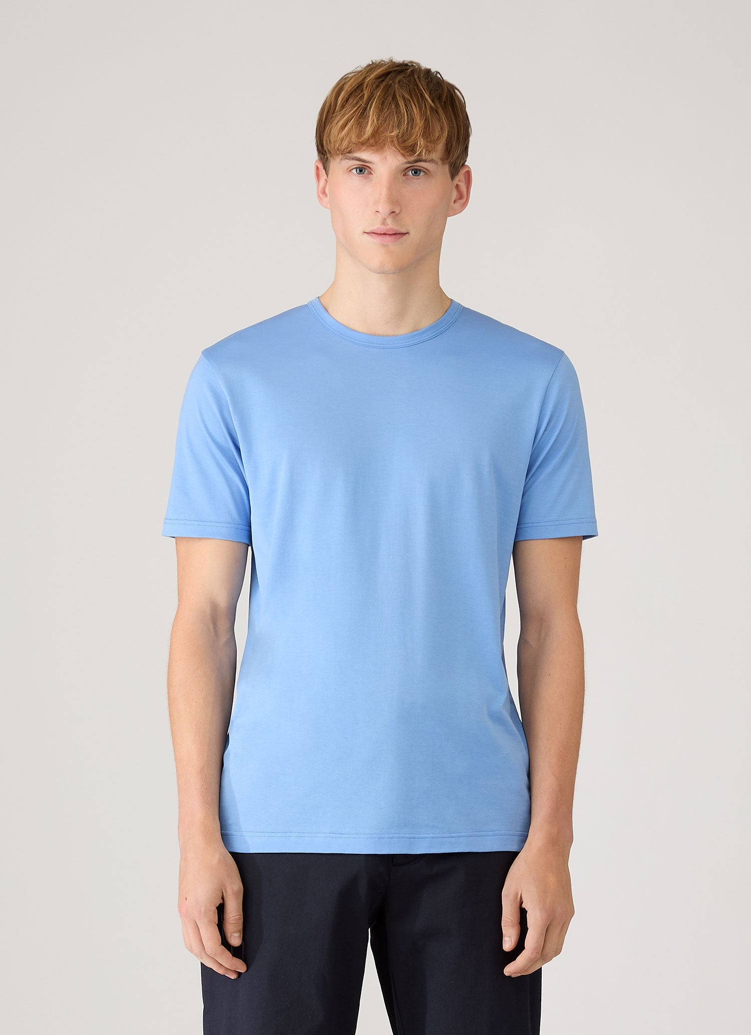 Men's Classic T-shirt in Azure Blue | Sunspel