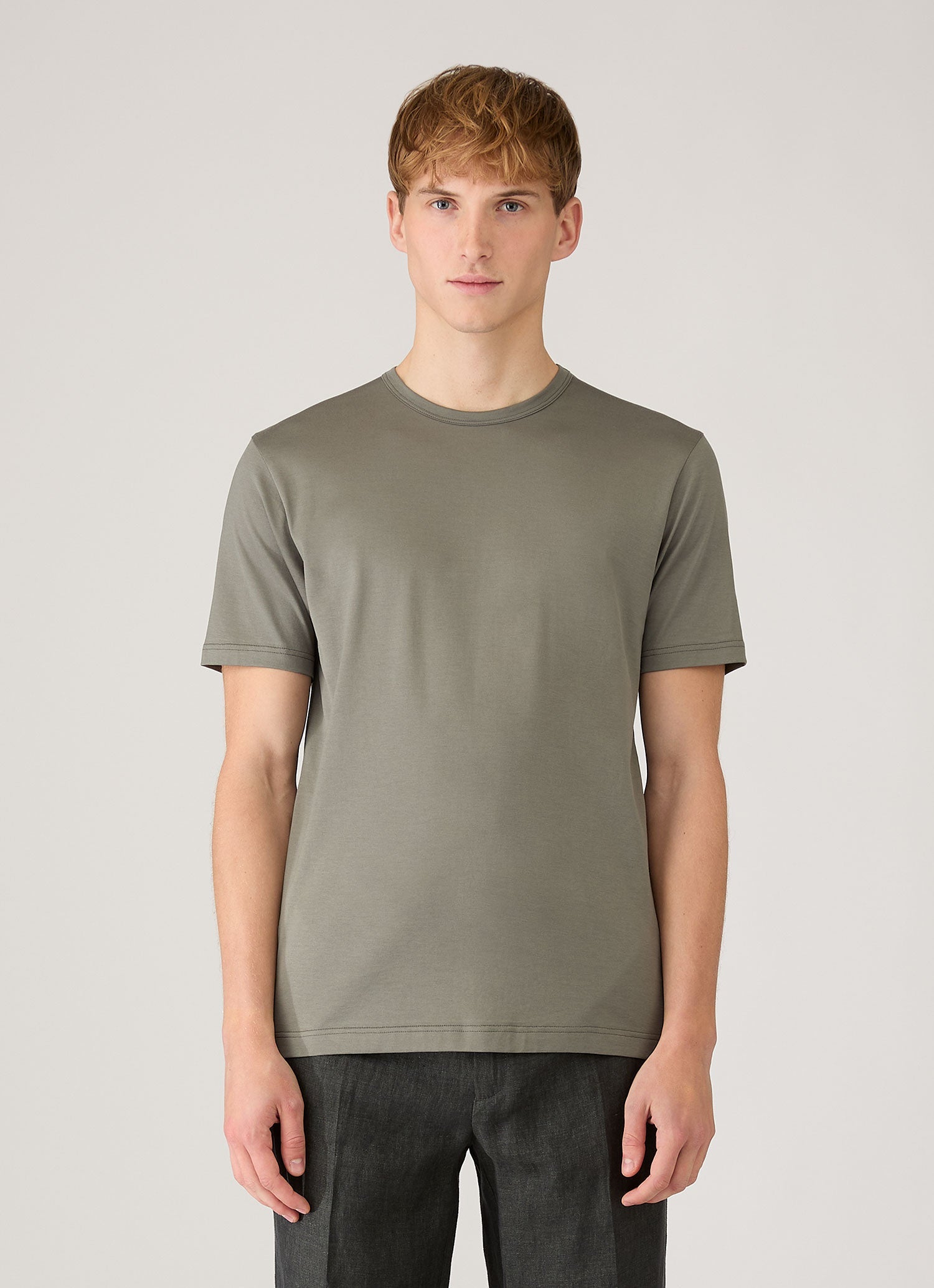 Men's Classic T-shirt in Fossil Grey | Sunspel