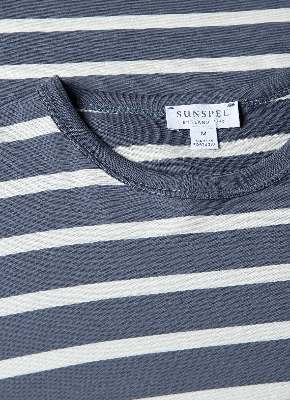 Men's Classic T-shirt in Slate Blue/Ecru Breton Stripe