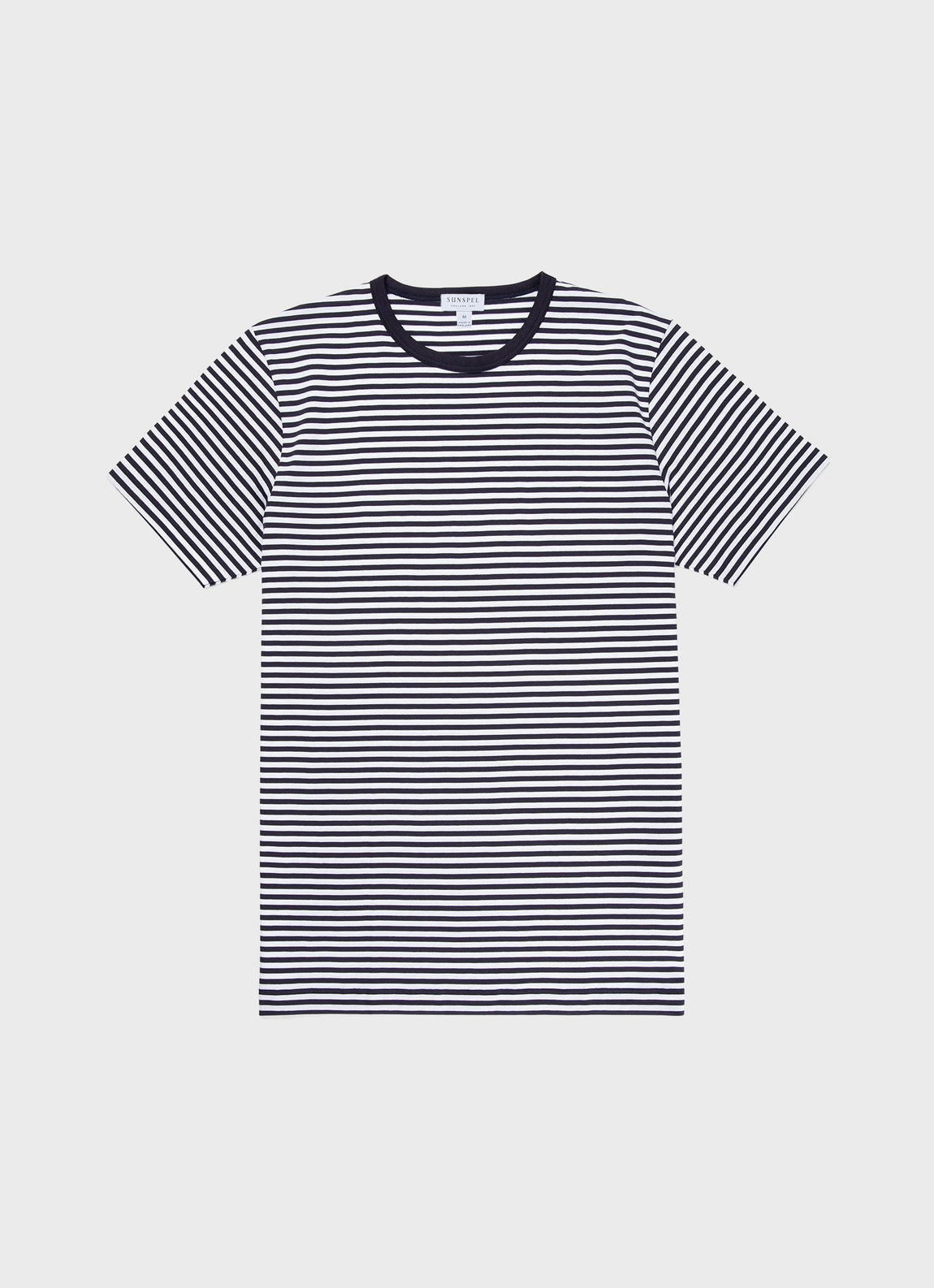 Men's Classic T-shirt in Navy/White English Stripe | Sunspel